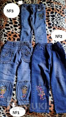 Джинсы синие на девочку 3-4лет (98-104см), б. У 0