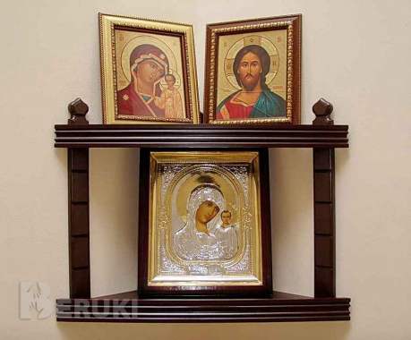 Полка для икон угловая двухъярусная 2