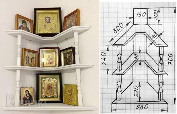 Полка для икон угловая 2709 2