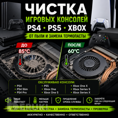 Чистка ps5, ps4 от пыли и замена термопасты