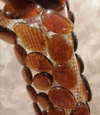 Янтарь эмитация, коньячный цвет 2 шт, 1 шт тем.цв. 3