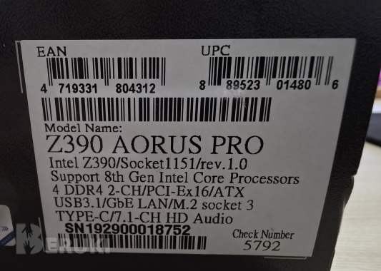 Материнская плата: gigabyte z390 aorus pro (rev. 1. 0) 1