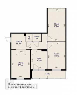 Продам 3-комнатную квартиру ул. Радужная, 9 0