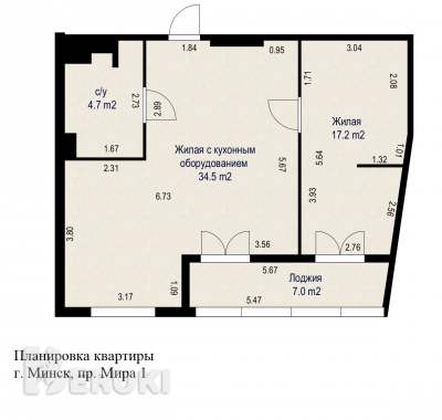Двухкомнатная квартира, пр-т мира 1, дом волна, минск мир, метро аэродромная. 23
