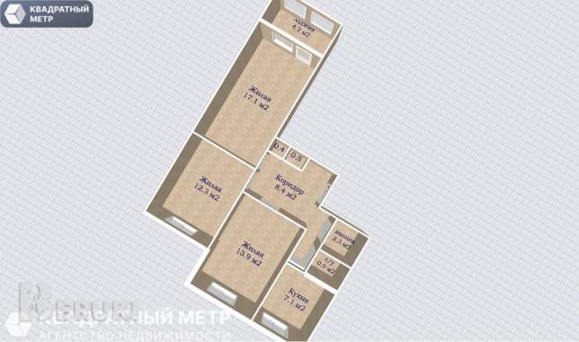 Продам 3-комнатную квартиру ул. Бачило 25