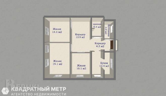 3-комнатная квартира на грибном переулке с участком 15