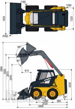 Аренда мини-погрузчика lonking cdm 312 с дорожной щеткой 1