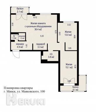 Трехкомнатная квартира 34