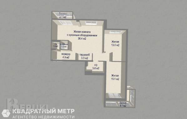 Трехкомнатная квартира 35