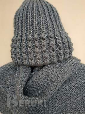 Шапка вязаная, палантин