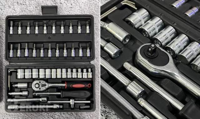 Набор инструментов с трещеткой 1/4 дюйма в кейсе (46 предметов)