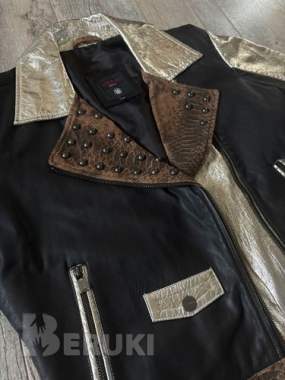 Стильная комбинированная кожаная куртка torras 0