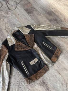 Стильная комбинированная кожаная куртка torras 3