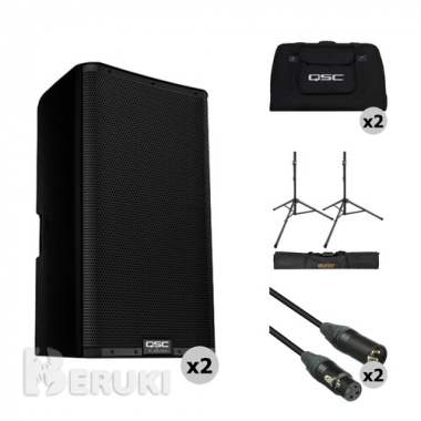 Qsc k12. 2 k. 2 series 12 2000w powered speaker pair with essential accessories