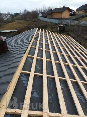 Утепление кровли минватой, пароизоляция и обшивка 9