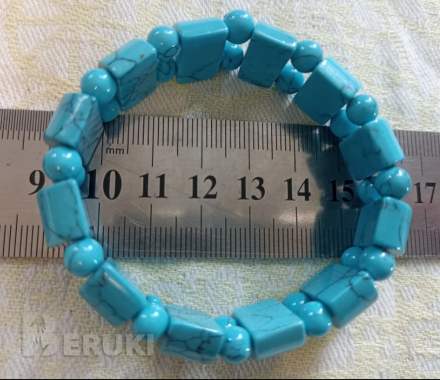 Браслет бусы на резинке бирюза 5,5 на 2 см 0