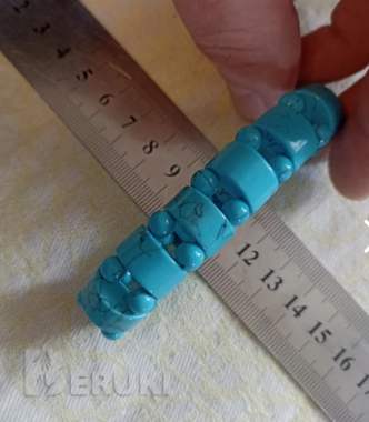 Браслет бусы на резинке бирюза 5,5 на 2 см 1