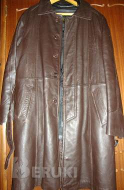 Кожаное пальто утепленное мужское 0