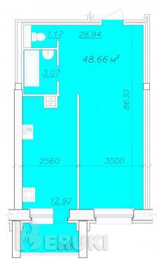 1-комнатная квартира в новом доме 1