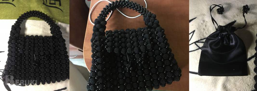 Ежевичная handmade сумка из бусин Шамбала 0