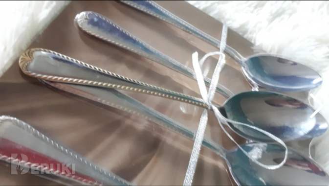 Ложки столовые набор 5 штук сталь кухонная с узоро 4