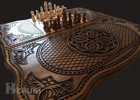 Подарочный набор нарды и шахматы ручной работы 0