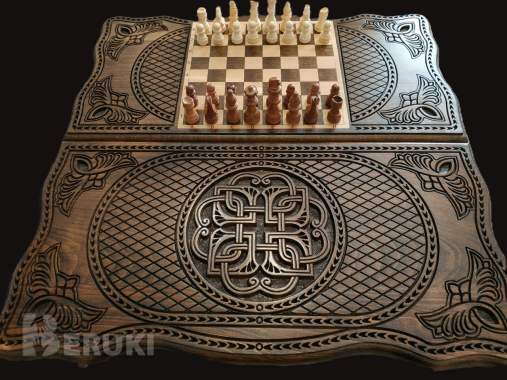 Подарочный набор нарды и шахматы ручной работы 1
