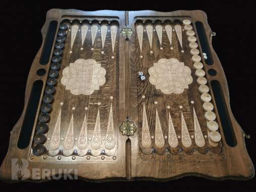 Подарочный набор нарды и шахматы ручной работы 2