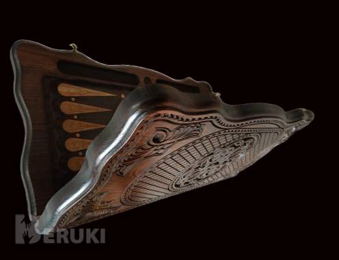 Подарочный набор нарды и шахматы ручной работы 9