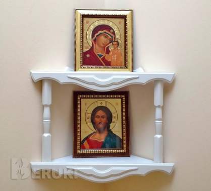 Полка для икон угловая двухъярусная 4