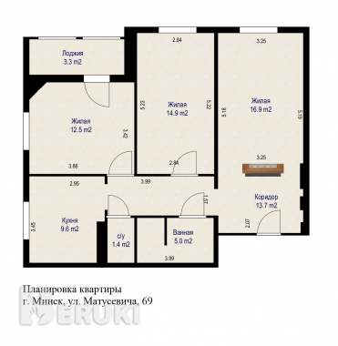 Продается просторная 3-комнатная квартира 23