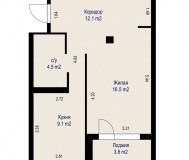 Продается ½ доли в 1-комнатной квартире